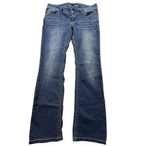 Ariya Jeans Women's Medium Wash Bootcut Denim Embroidered Pocket Size 14